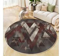 Grande Rond Tapis De Chambre À Coucher Décoration Lavable, Imprimé Graffiti Triangulaire Abstrait Géométrie Industrielle Interieur Antidérapant Douce Salon Tapis Rond D'Entrée, 100 Cm, Fusain