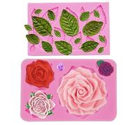 Grande rose moule, 5 tailles différentes de Silicone Rose fleurs et feuilles bonbons chocolat sucre artisanat gâteau décoration moule, Cupcake topper, argile polymère, artisanat, moule en résine