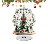 Grande roue de Noël, décoration de table lumineuse avec lumières LED rotatives, couleurs festives rouges et vertes, parfaites pour les cheminées, les étagères et les centres de table de vacances