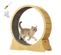 Grande Roue d'exercice pour Chat, Roue de Tapis Roulant en Bois pour Chats d'intérieur, Mouvement Silencieux avec Piste en Moquette et Verrouillage, pour Exercices d'intérieur pour Animaux de Petit S