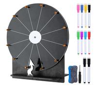 Grande roue porte-bonheur en bois de 30 cm à faire soi-même avec marqueur et gomme, pour mariage, fête, carnaval, jeux de loterie (noir)