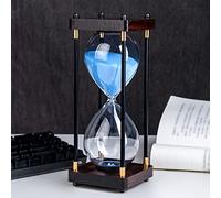 Grande sablier, minuteur sablier 60 minutes, minuteur sablier en bois vintage, décoration moderne pour la maison, cuisine, bureau (bleu)