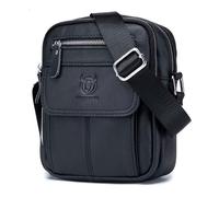 Grande Sacoche Homme BULLCAPTAIN - Cuir Véritable Noir Haut de Gamme - Sac Bandoulière Élégant Travail & Entreprise