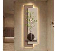Grande sculpture murale 3D en grès à LED sur le thème de la nature, décoration d'intérieur moderne, design à trois couches (40 x 120 cm) pour salon, chambre à coucher, bureau