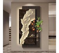 Grande Sculpture Murale À Suspendre, Décoration Murale En Grès Avec Éclairage, Sculpture Murale 3D Avec Vase En Verre Pour Salon, Entrée, Bureau Ou Chambre(B,60 * 120cm)