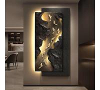 Grande Sculpture Murale En Forme De Poisson, Décoration Murale En Grès Avec Éclairage LED, Applique Murale Moderne Et Épurée À Neuf Poissons Avec Interface USB Pour Entrée(A,60 * 120cm)