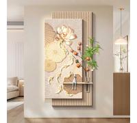 Grande Sculpture Murale En Grès Sans Cadre, Double Couche, Décoration Murale 3D, Applique Murale À Neuf Poissons Pour Entrée De Salon(A,40 * 80cm)