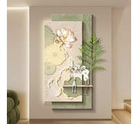 Grande Sculpture Murale En Grès Sans Cadre, Double Couche, Décoration Murale 3D, Applique Murale À Neuf Poissons Pour Entrée De Salon(B,50 * 100cm)