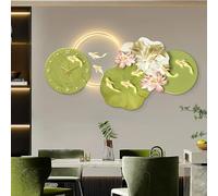 Grande Sculpture Murale, Horloge Murale 3D Avec Éclairage LED, Panneau En Bois Sculpté UV, Décoration D'entrée De Luxe En Forme De Poisson Pour Salon(D,100 * 50cm)