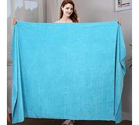 Grande Serviette De Bain, Linge De Lit, Serviette De Bain en Microfibre, Serviette Douce Écologique Super Absorbante Et À Séchage Rapide, Bleu Lac, 100X200Cm