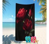 Grande Serviette de Plage,70x140 cm Gros Plan d'une Rose Romantique Super Doux Couverture de Plage,Portable Légère Drap de Plage Noir pour Bain,Plage,Voyage,Homme Femme Anti Sable,Séchage Rapide