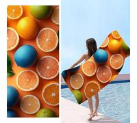 Grande Serviette de Plage 80 x 160 cm XXL Grande Serviette de Plage en Microfibre, Drap de Bain Séchage Rapide & Anti Sable, Portable, pour Homme, Femme et Enfant, Été Beach Towel, Fruits oranges a988
