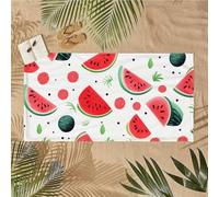 Grande Serviette de Plage 90x180cm SéChage Absorbantes Anti Sable Serviette Microfibre Compacte Portable Femme Homme Conception en Corde Élastique Sac de Rangement pour Voyages pastèque fruit U-438
