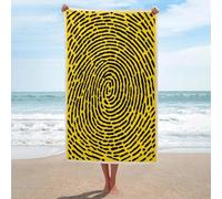 Grande serviette de plage en microfibre anti-sable avec empreintes de doigts noires sur jaune, multi-usages et absorbantes pour salle de bain, piscine, 130 x 80 cm