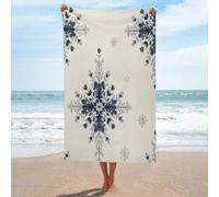 Grande serviette de plage en microfibre anti-sable avec motifs de flocons de neige - Multi-usage - Absorbante pour salle de bain et piscine - 130 x 80 cm