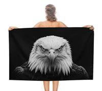 Grande serviette de plage en microfibre anti-sable multi-usages absorbante pour salle de bain et piscine Noir et blanc 130 x 80 cm