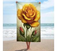 Grande serviette de plage en microfibre anti-sable, multi-usages et absorbante pour salle de bain et piscine, jaune doré, rose en pleine floraison, 130 x 80 cm