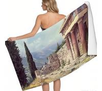 Grande Serviette de Plage Murs de Pierre architecturaux de la Grèce Antique 140 x 70 cm en Microfibre XXL Gris Anti-Sable Séchage Rapide Légère pour Piscine Yoga Sport Fitness