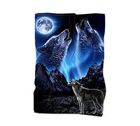 Grande Serviette de Plage Poncho Microfibre Noir Bleu Gris XL XXL Thème Animal Lion Loup Lune Garçon Serviette de Bain Homme Séchage Rapide Bain de Soleil Transat Spa Mat (Couleur2,75 x 150 cm)