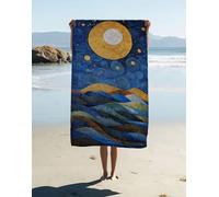 Grande Serviette de Plage XXL 150 x 75 cm, Paysage Serviette Microfibre Lune Séchage Rapide Anti Sable Drap de Plage Portable Légère pour Voyages, Natation, Piscine, Camping, Vacances, Cadeaus WQ0-4Z