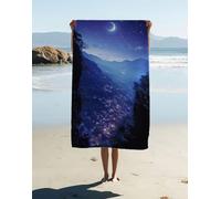 Grande Serviette de Plage XXL 160 x 80 cm, Paysage Serviette Microfibre Lune Séchage Rapide Anti Sable Drap de Plage Portable Légère pour Voyages, Natation, Piscine, Camping, Vacances, Cadeaus E0Y-8L