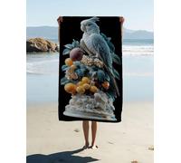 Grande Serviette de Plage XXL 180 x 90 cm, Oiseau Serviette Microfibre Plante Séchage Rapide Anti Sable Drap de Plage Portable Légère Pour Voyages, Natation, Piscine, Camping, Vacances, Cadeaus 75H-4X