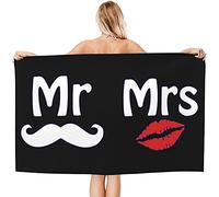 Grande serviette de voyage, serviettes de plage en microfibre, serviettes de plage et de bain super absorbantes, serviette de plage à séchage rapide, serviette de plage surdimensionnée, Mr and Mrs Cou