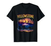 Grande Source prismatique Silhouette de Bison de Yellowstone T-Shirt