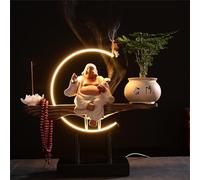 Grande Statue Bouddhiste avec brûleur d'encens et Table Circulaire à LED, Lampe Murale 3D représentant Un Bouddha, décoration Murale Zen, œuvre d'art Suspendue pour Salon, Porche, 06