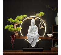 Grande Statue Bouddhiste avec brûleur d'encens et Table Circulaire à LED, Lampe Murale 3D représentant Un Bouddha, décoration Murale Zen, œuvre d'art Suspendue pour Salon, Porche, 02