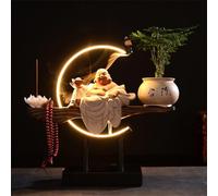 Grande Statue Bouddhiste avec brûleur d'encens et Table Circulaire à LED, Lampe Murale 3D représentant Un Bouddha, décoration Murale Zen, œuvre d'art Suspendue pour Salon, Porche, 01