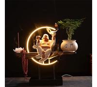 Grande Statue Bouddhiste avec brûleur d'encens et Table Circulaire à LED, Lampe Murale 3D représentant Un Bouddha, décoration Murale Zen, œuvre d'art Suspendue pour Salon, Porche, 06