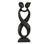 Grande statue couple Amour Infini H50cm bois massif teinte ébène Noir