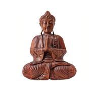 Grande statue de Bouddha assis 40cm en bois de suar | Sculptée à Bali