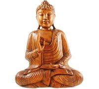 Grande Statue de Bouddha assis 50cm - bois exotique sculpté Marron