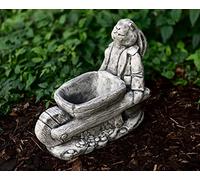 Grande statue de jardin Peter Rabbit en béton - Lapin en pierre avec pot de fleurs - Vase fait à la main - Panier unique - Sculpture de lapin de jardin - Décoration de lapin