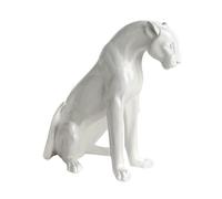 Laure TERRIER Grande Statue de panthère en résine, Position Assise, Hauteur 47 centimètres. Modèle Blanc, pour décoration ou Collection