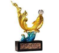 Grande statue de poisson koi ornementale avec boule de cristal amovible, décoration Feng Shui pour la maison, le bureau, symbole de chance et de prospérité, sculpture décorative pour espaces
