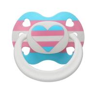 Grande sucette en silicone pour l'anxiété : couleurs trans Pride Binky avec découpe en forme de cœur, grand bouclier facile à nettoyer, soulagement du stress pour l'autisme, cadeau d'échange de