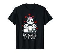 Grande Sœur Panda Grande Sœur De Jumeaux Cœurs T-Shirt
