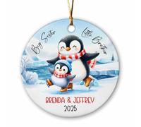Grande Sœur, Petit Frère, Pingouin Ornement Suspendu Créatif Décoration De Noël A Suspendre avec Ficelle Pendentif De Noël pour Salon Maison Fête