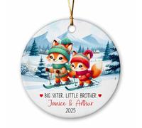 Grande Sœur, Petit Frère Renard Décoration De Noël A Suspendre Drôle Pendentif De Noël Créatif Ornement Suspendu pour Salon Mariage Maison