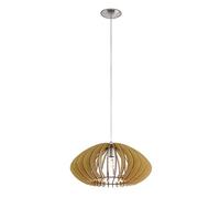 Grande Suspension Boule en Bois et Acier, Marron