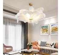Grande Suspension Moderne en Plumes, Lustre Blanc, élégant luminaire en Plumes d'autruche, Grande Suspension Moderne en Plumes avec Abat-Jour Globe pour Chambre de Fille