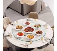 Grande table à manger ronde Lazy Susan Plateau tournant Plateau rotatif transparent avec roulement silencieux Pièces maîtresses Plateau de service rotatif en verre trempé 60/70/80/90/100cm(Ø 70cm/27.5
