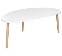 Grande Table Basse Style Scandinave Pieds en Bois de Pin Plateau en MDF Blanc