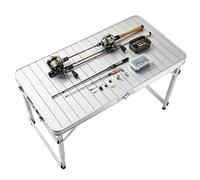 Grande table de camping 108/118cm la pêche, la randonnée, table de panique robuste, tables de travail utilitaires pliables, bureau de travail extérieur avec tréteau portable barbecue, jardin(108cm)