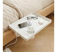Grande table de chevet suspendue pour lit, table de lit flottante, 43 x 30 cm, avec porte-gobelet et guide de câble, sans perçage, montage en 60 secondes, idéale pour les lits superposés et les lits à