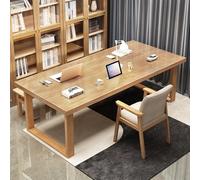 Grande table de conférence en bois massif beige pour 4 à 8 personnes, grande table de séminaire robuste pour bureau, salles de réunion et événements, 180 x 80 x 75 cm