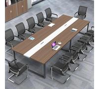 Grande table de conférence moderne avec cadre en métal noir robuste et design rectangulaire avec œillets pour 8 à 12 personnes, idéale pour les réunions et les collaborations